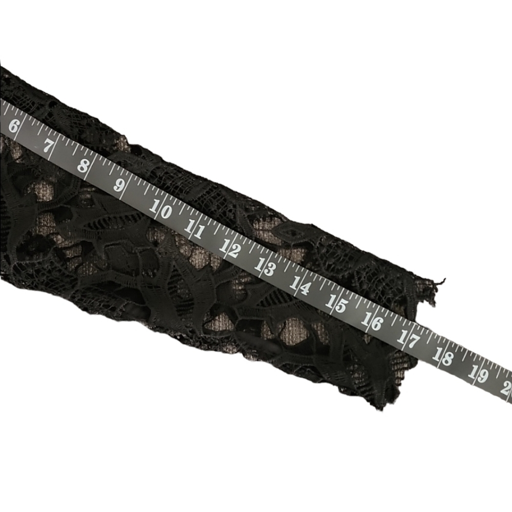 ZARA Black Crochet Lace Crop Top M Sheer Gothic Boho Punk Festival 3/4 Sleeve - Picture 13 of 15